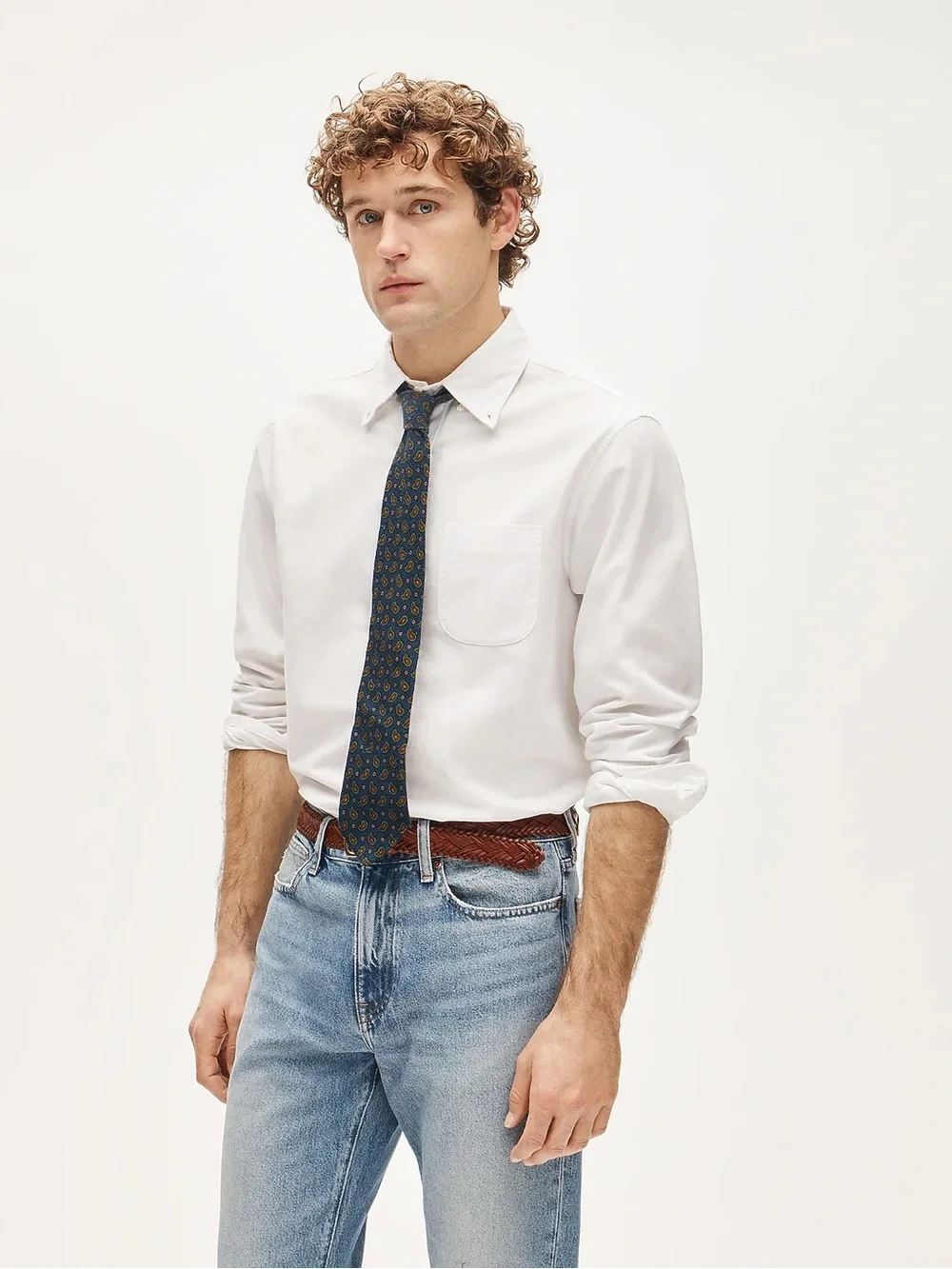 J. Crew Classic Tall Broken-in organic cotton oxford shirt in White LT $98 BG423